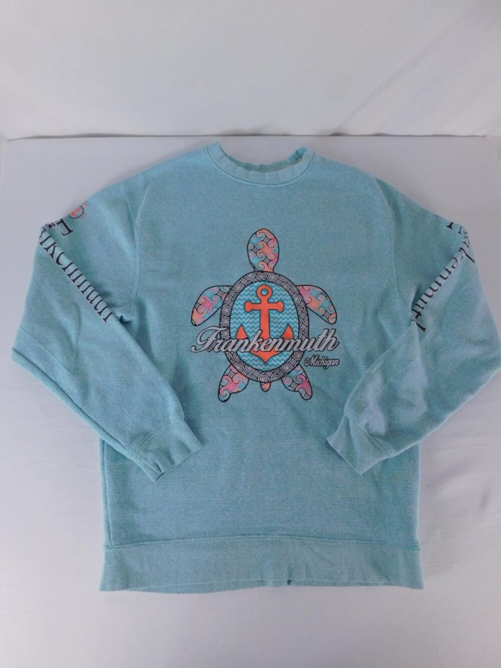 U.S. Vintage Pullover Womens S Blue Turtle Anchor Frankenmuth Michigan